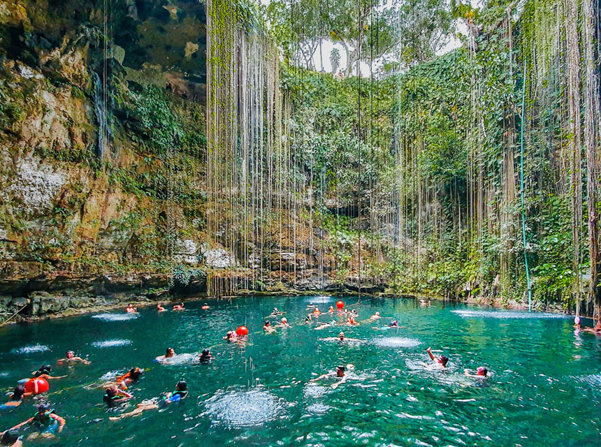 Cenote Ik Kil in Valladolid, Yucatan, Mexico 