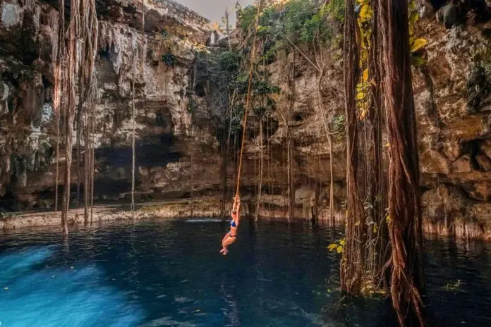 Cenote Maya in Valladolid, Yucatan, Mexico 