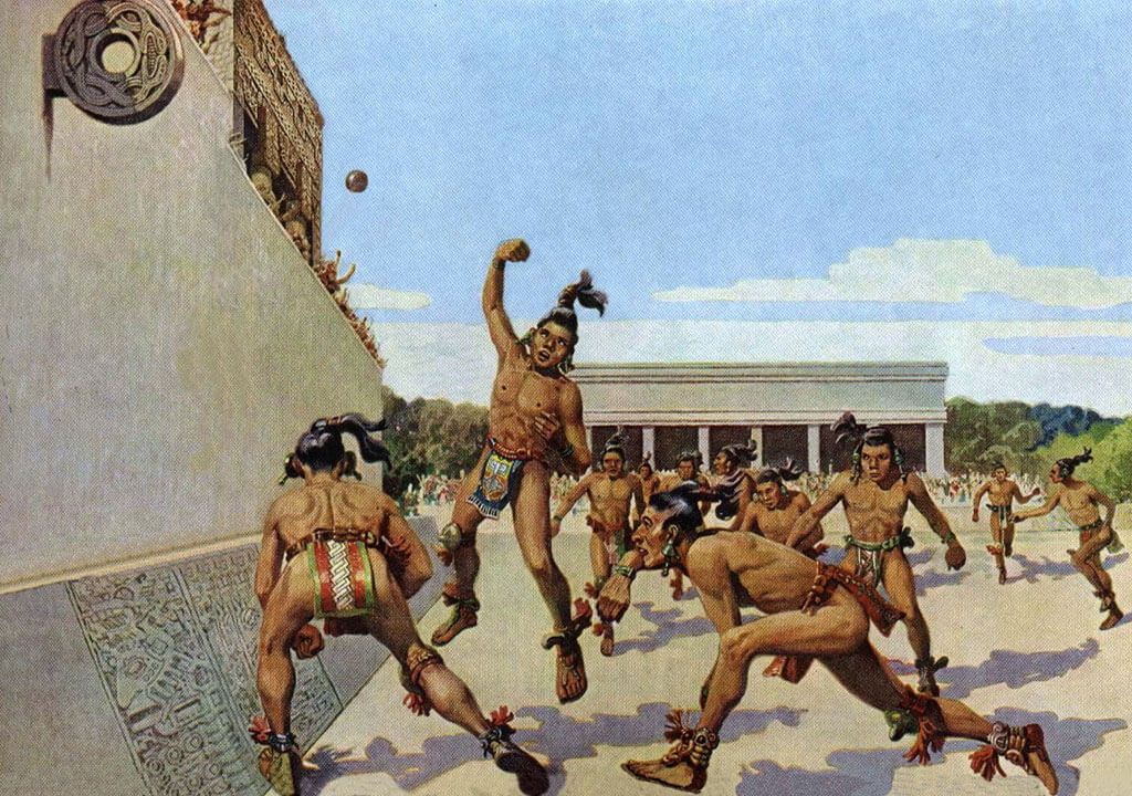Représentation du jeu de balle maya Chichén Itzá