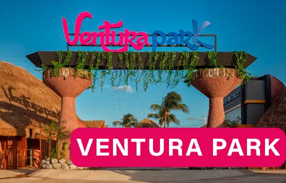 Welcome sign at Ventura Park in Cancun
